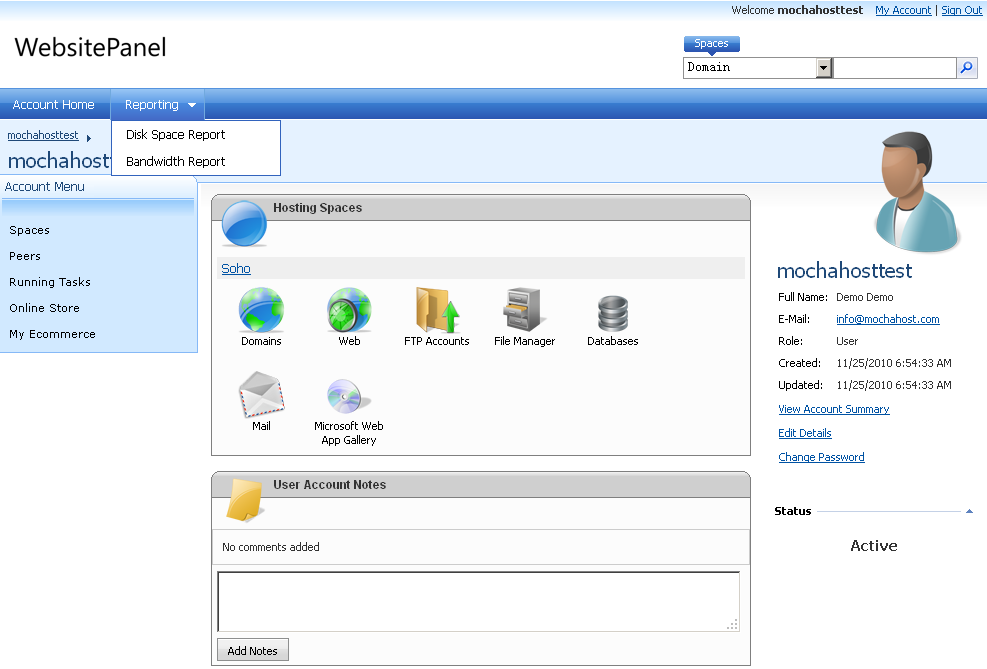 windows-panel mochahost主机介绍