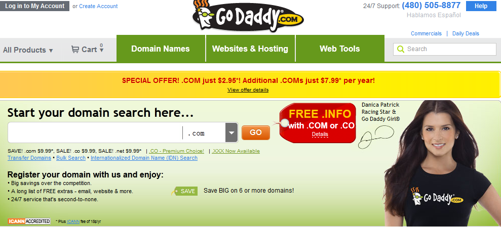 godaddy-295 godaddy 2.95美元注册或转移com域名