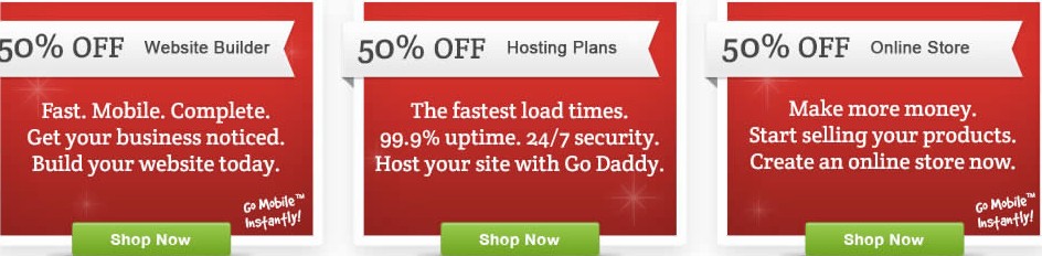godaddy-50-off godaddy 虚拟主机 VPS 服务器降价促销