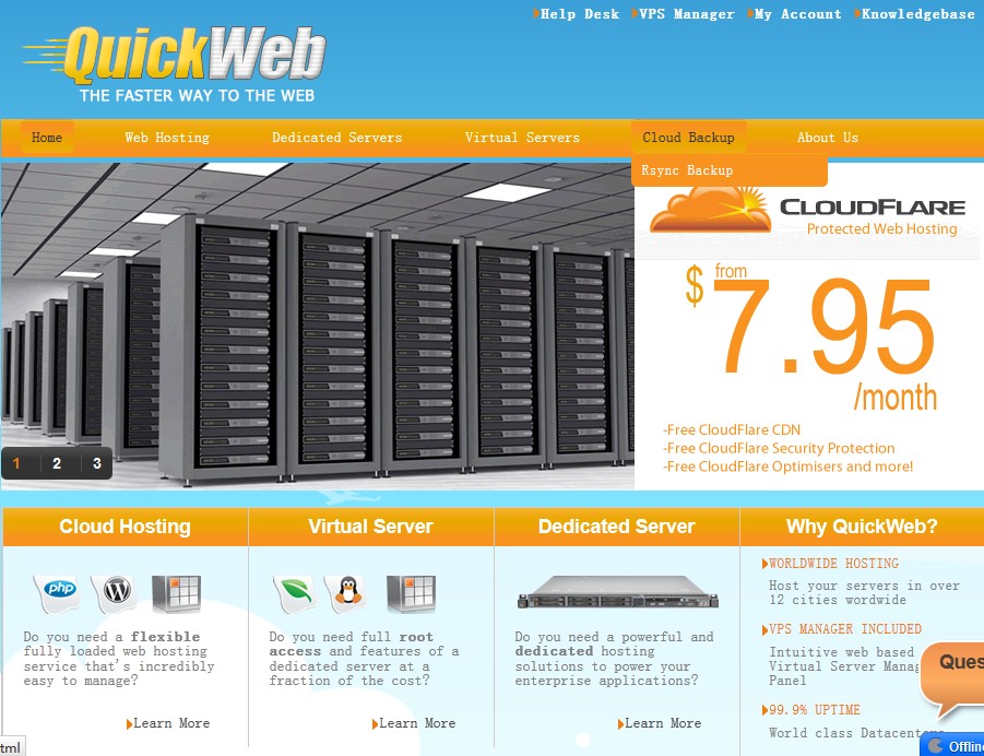 quickweb GetVZ（quickweb子品牌)9.95美元1.5G内存 20G SSD 1T流量