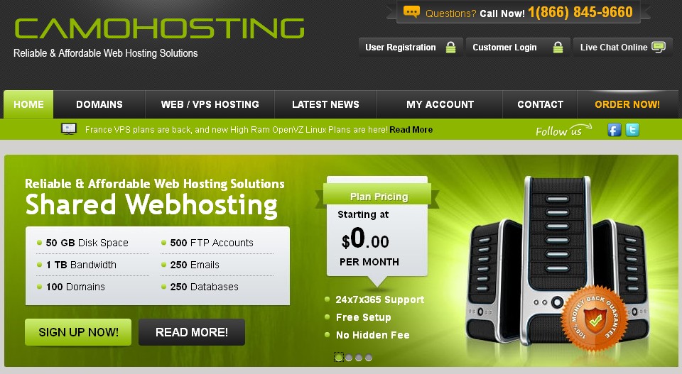 camohosting camohosting免费250M虚拟主机
