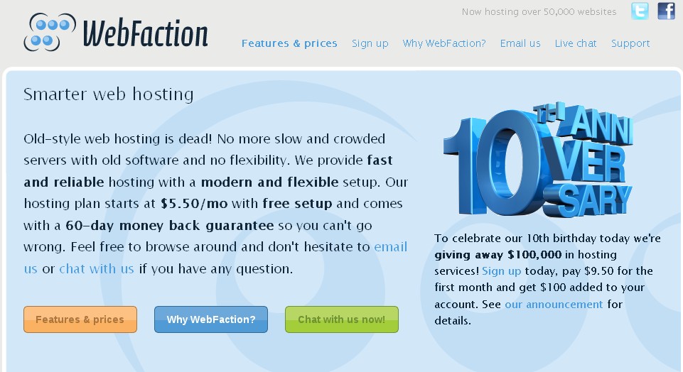 webfaction送100美元主机服务-国外主机测评