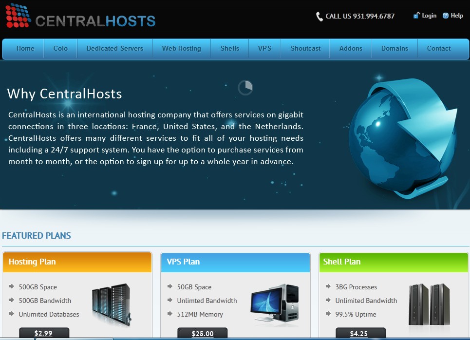 centralhosts-4.5$/windows/256m/40g硬盘/G口不限量-国外主机测评