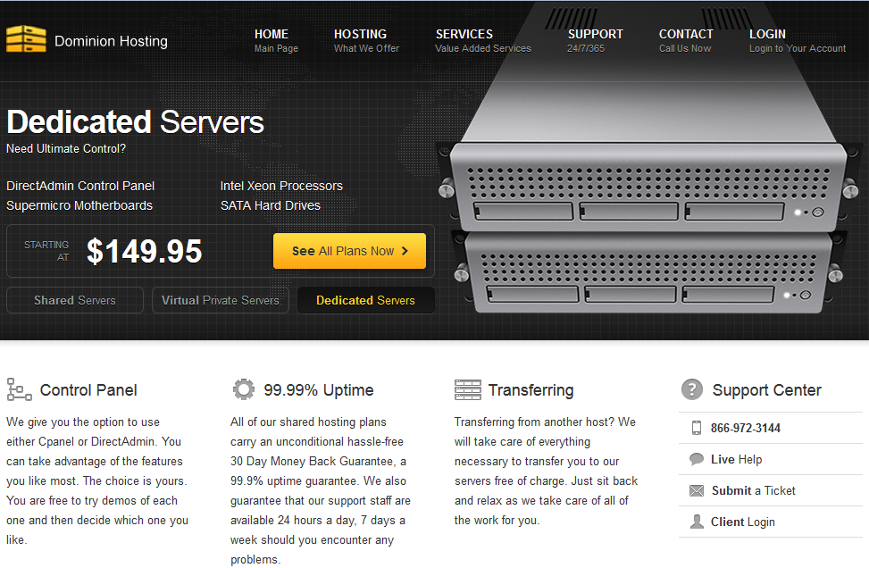 dominionhosting-512M(xen)/2IP/免费DA面板/月付4.95刀-国外主机测评