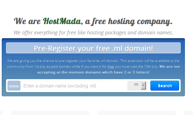 hostmada-免费.ML域名注册-国外主机测评