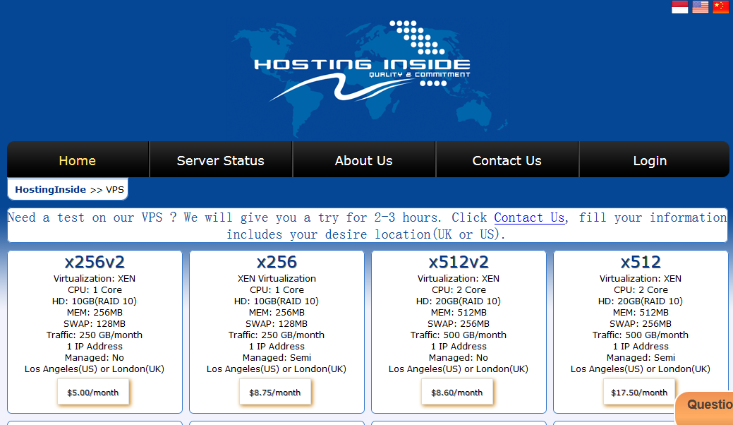 HostingInside-512m内存KVM月付7美元/洛杉矶/英国/德国-国外主机测评