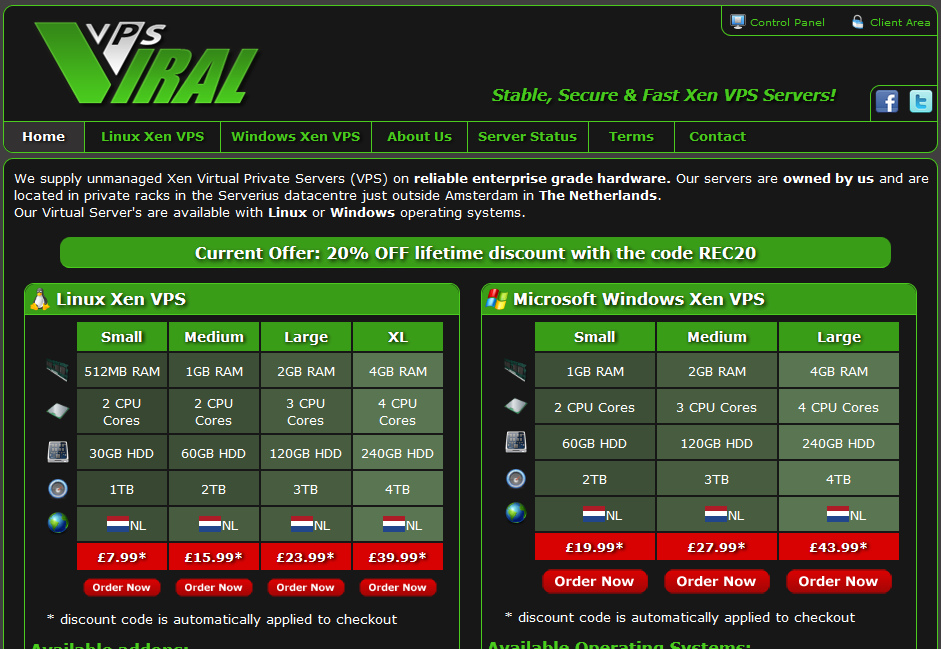 ViralVPS-$23/年付/Xen/128m内存/8g硬盘/500g流量/10G端口/荷兰-国外主机测评