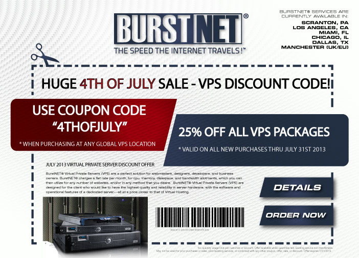vps-discount BURSTNET-75折优惠码回归