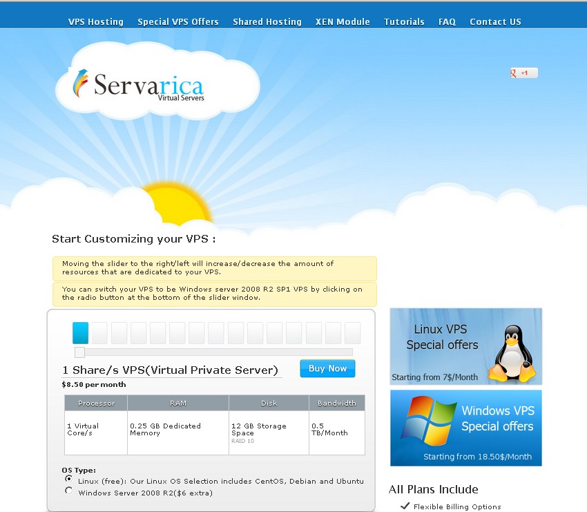 servarica-512m内存XEN3.8美元/1G内存windows月付7美元-国外主机测评