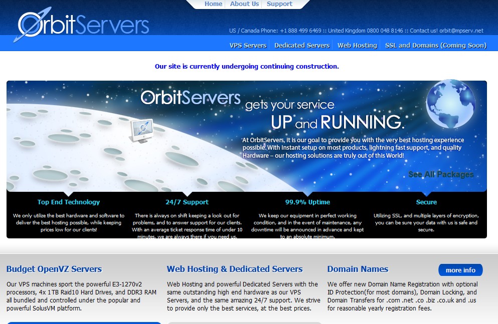 Orbitservers-6美元/半年/128m内存/8g硬盘/125g流量/凤凰城-国外主机测评