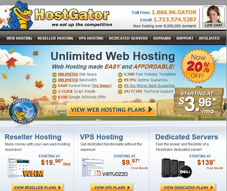 hostgator 开始:hostgator主机5折,com注册2.95美元