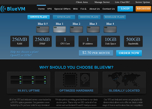 bluevm-$9.95年付/256m内存/10g硬盘/500g流量/洛杉矶-国外主机测评