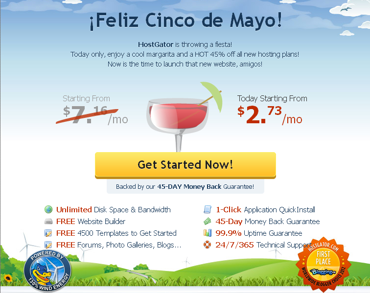 Cinco-De-Mayo hostgator-虚拟主机5.5折/墨西哥"五月五"