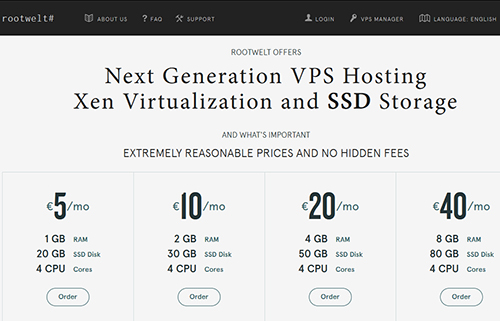 rootwelt-5欧/Xen/1g内存/20gSSD/不限量/德国-国外主机测评