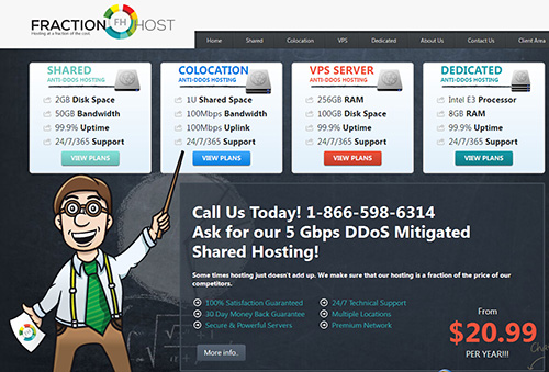 fractionhost-$8/512m内存/5gSSD/500g流量/免费DDOS保护-国外主机测评