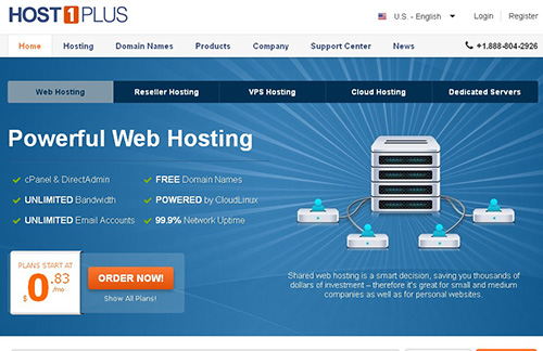 host1plus-$3.75/768m内存/30G硬盘/1T流量/5机房可选-国外主机测评