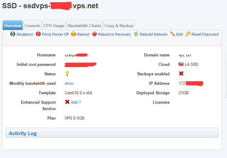 3 vps.net洛杉矶SSDVPS测评及后台使用简单介绍