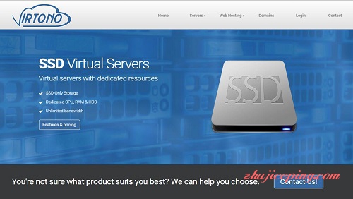 virtono-2欧元/KVM/256m内存/20gSSD/100m不限量/4个可选机房-国外主机测评