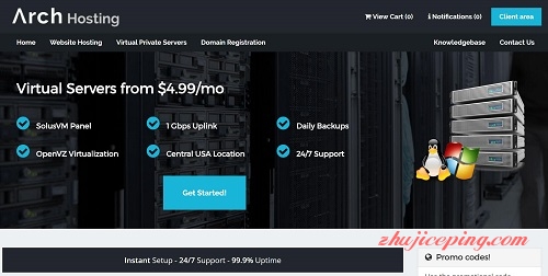 #美国VPS# archhosting-$15年付/512M内存/10g硬盘/250G流量-国外主机测评