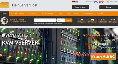 deinserverhost-$5.9/4g内存/4核/50gSSD/1T流量/德国VPS-国外主机测评