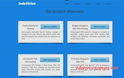 indovirtue - 新加坡服务器，中国直连线路，5月付