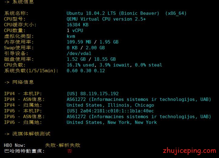 ba1 bacloud：芝加哥KVM（NVMe）+不限流量VPS简单测评