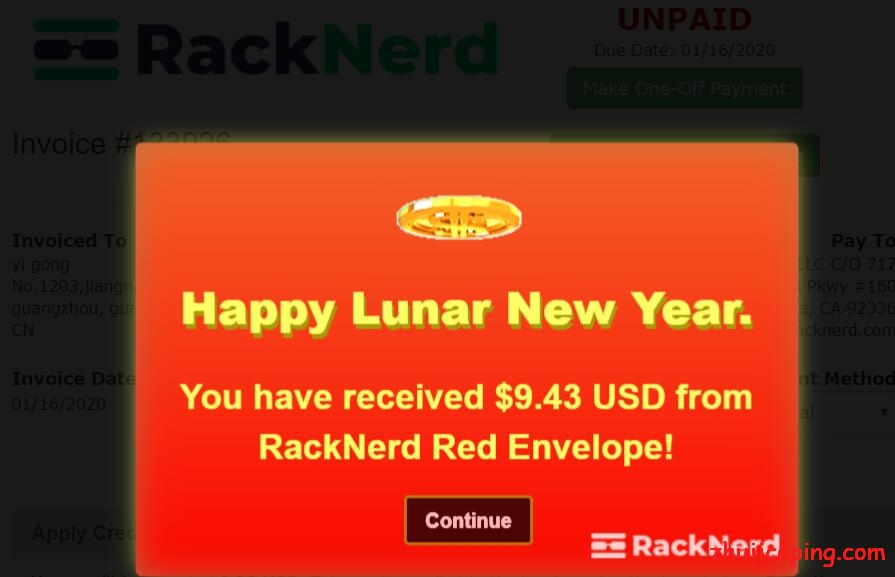 red-5 racknerd：过年红包，新老用户均有，额外下单再继续送，单个红包最高188.88美元