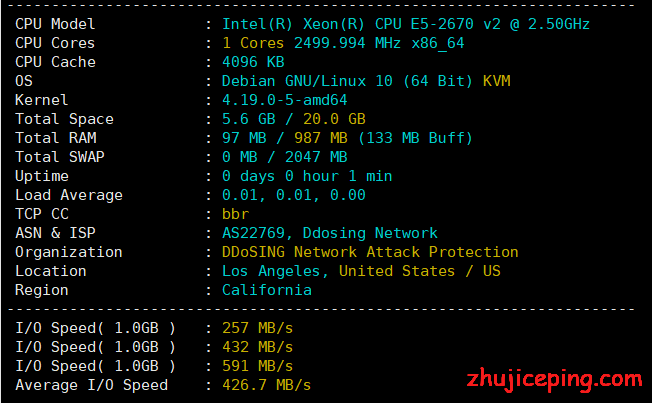 vpszi：晚高峰22:19第4次测试cn2 gia系列VPS，可以跑满带宽，资源充裕！-国外主机测评