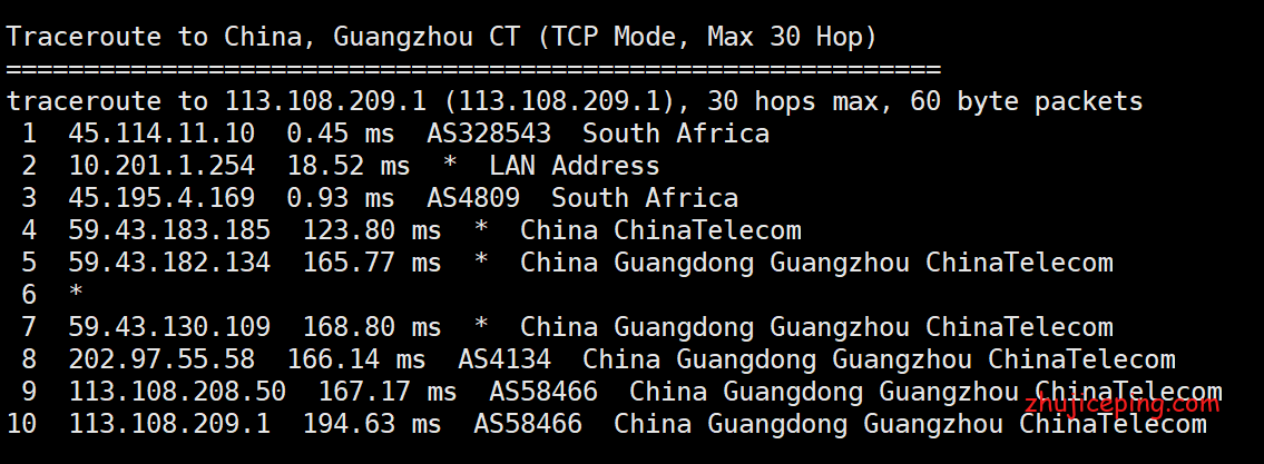 j10 给大家看看南非cn2 gia网络--简单测评justg的南非 cn2 gia VPS