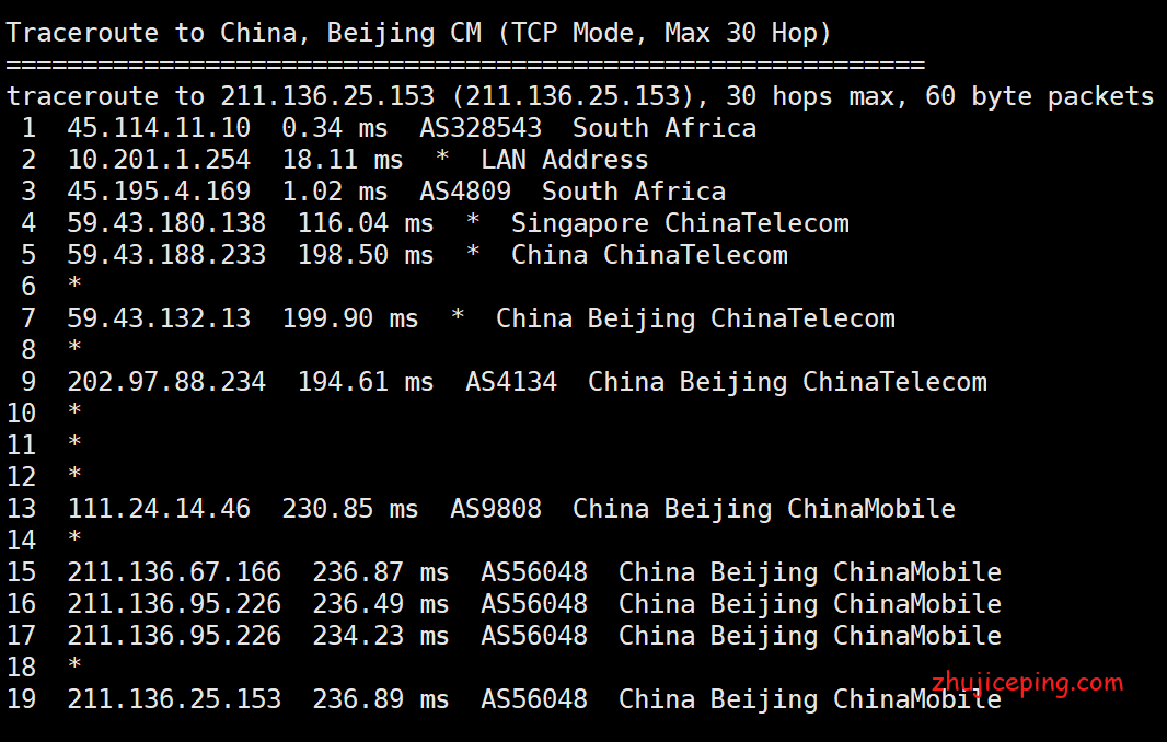 j5 给大家看看南非cn2 gia网络--简单测评justg的南非 cn2 gia VPS