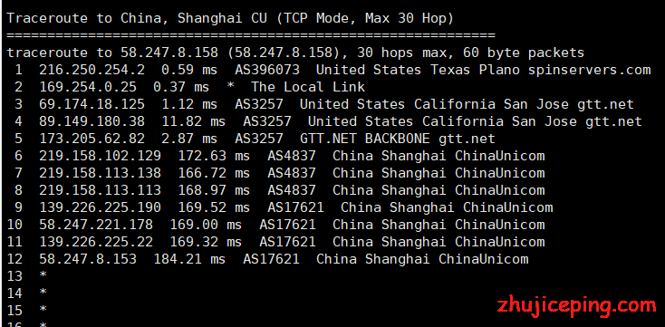 sp12 spinservers：圣何塞（10Gbps带宽）独立服务器简单测评，三网全走GTT，网络效果相当好