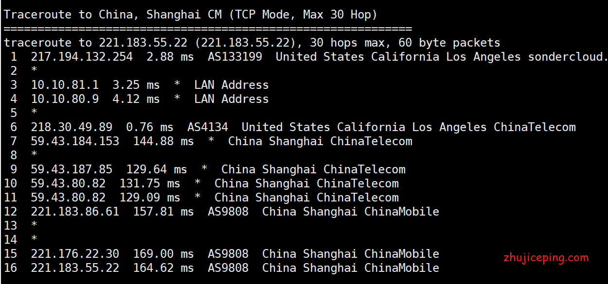 hh10 henghost：简单测评强制三网路由走cn2线路的美国OpenStack云服务器，比较给力