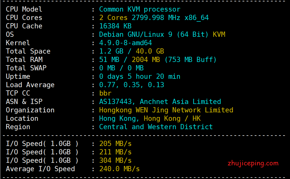 ac1 aoyoyun：香港vps测评，安畅机房，cn2+bgp线路，弄来建站媲美大陆备案的机器