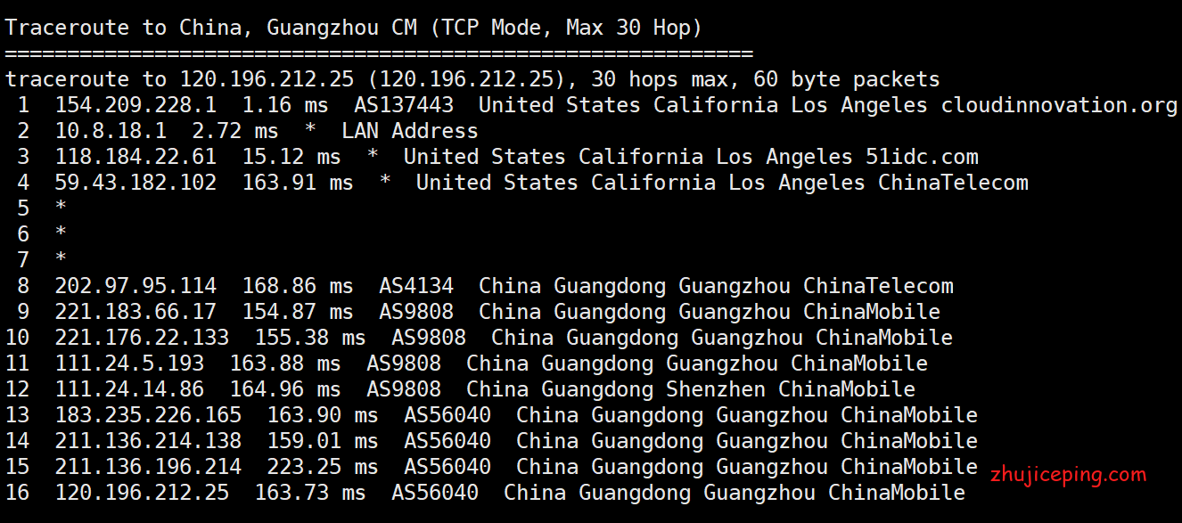 xxmhost美国洛杉矶cn2 gia vps简单测评，移动去程CMI之外全部强制双向cn2