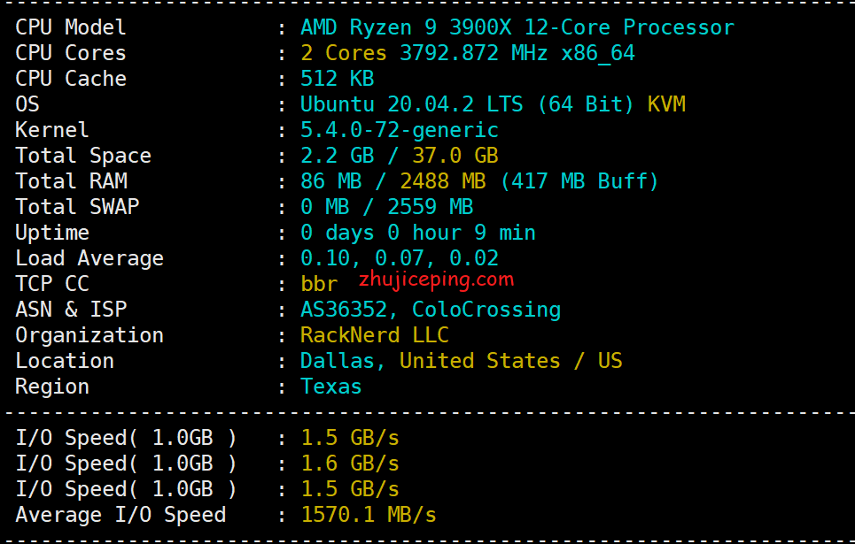 racknerd怎么样？分享下最新的达拉斯机房AMD系列VPS测评数据-国外主机测评