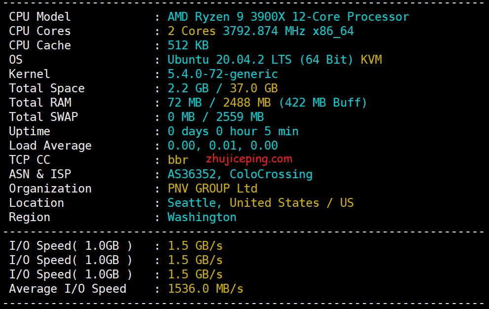 简单测评racknerd西雅图AMD Ryzen9 3900X+DDR4+NVMe系列VPS