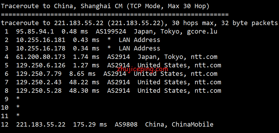 gcj11 gcorelabs日本东京Cloud云服务器简单测评，带宽在5Gbps以上相当充裕