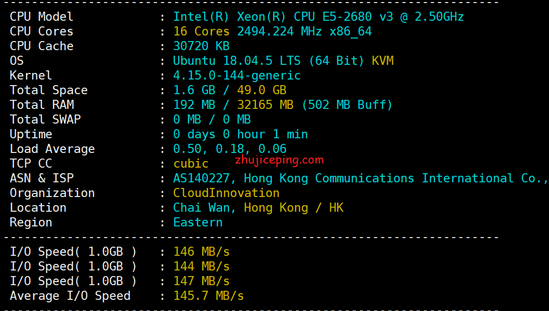 华纳云(hncloud)-cn2+bgp线路香港云服务器测评-国外主机测评