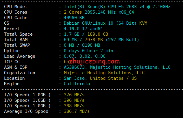 spinservers：圣何塞“半虚拟服务器”简单测评，看看这些“大号VPS”的效果如何