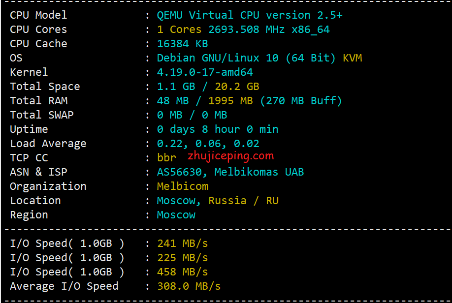 简单测评melbicom俄罗斯莫斯科数据中心的VPS，三网CN2回国，电信双程cn2