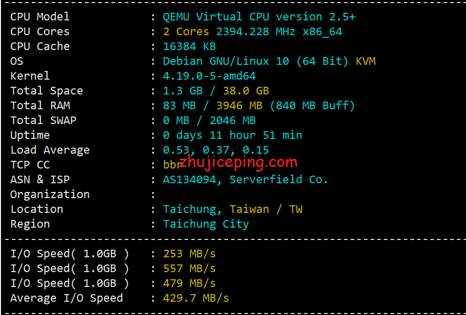 sfd1 简单测评serverfield的台湾VPS，100M带宽，优化路由速度优秀