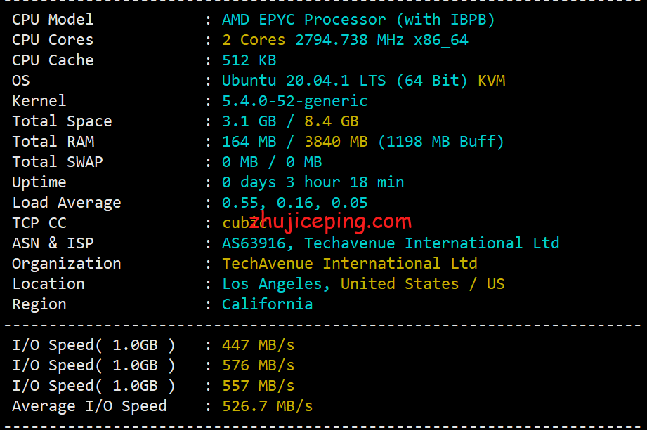 ggc1 简单测评gigsgigscloud的美国国际线路VPS--LAX-GLOBAL SimpleCloud KVM