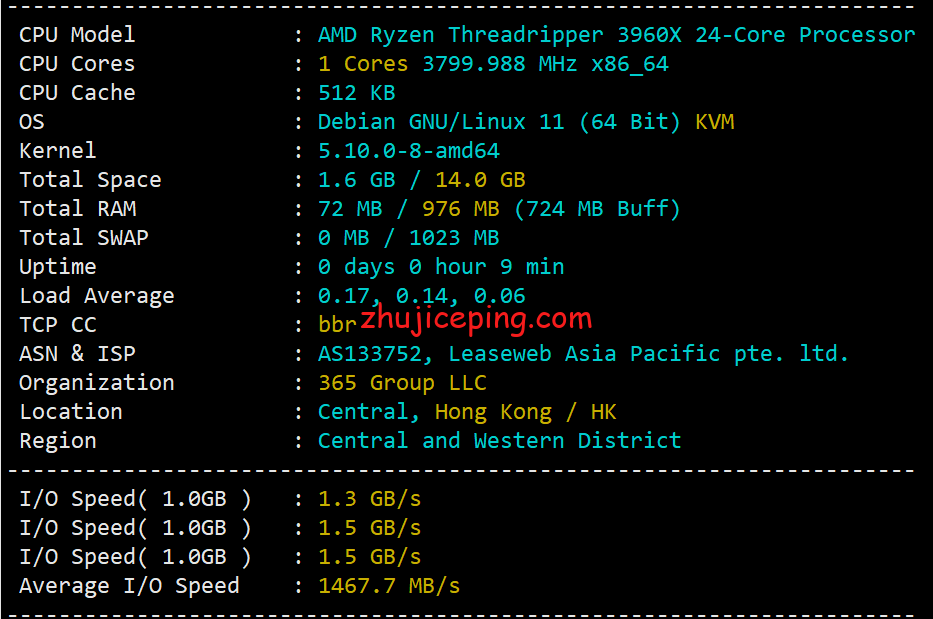 gcv1 简单测评下greencloudvps（绿云VPS）的香港VPS情况