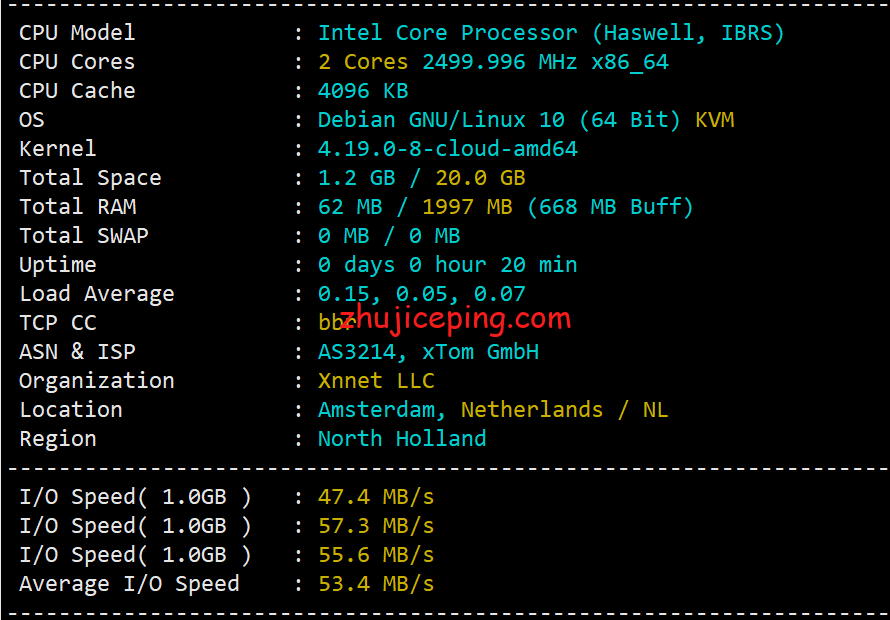 locn1 简单测试一下locvps走CUII(AS9929)线路的荷兰vps