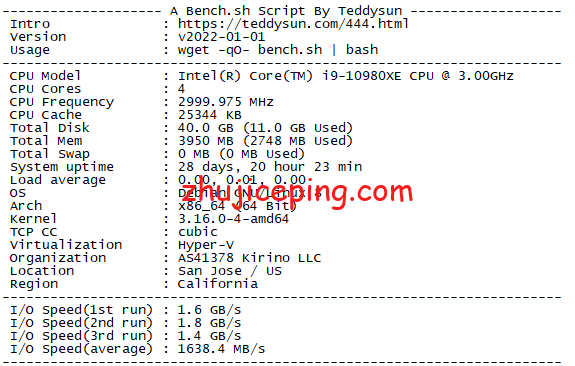 1111 物语云：圣何塞高端VPS，企业级三网AS9929网络，39元/月，1G内存/1核(I9-10980XE)/50gNVMe/1T流量/10G防御
