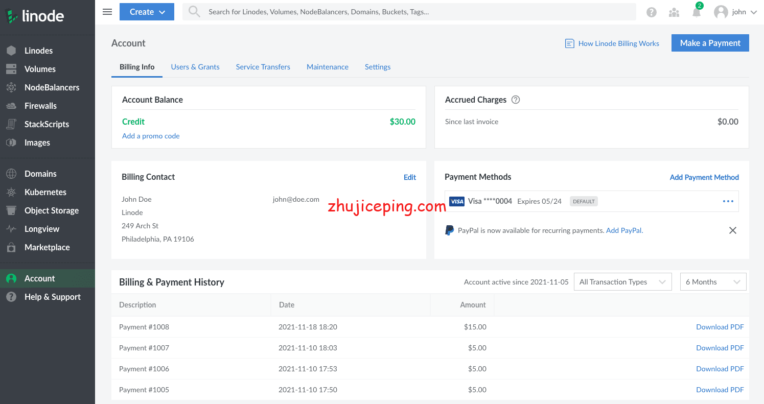 Updated_Billing_Options 消息：Linode正式新增PayPal和Google Pay为循环付款方式