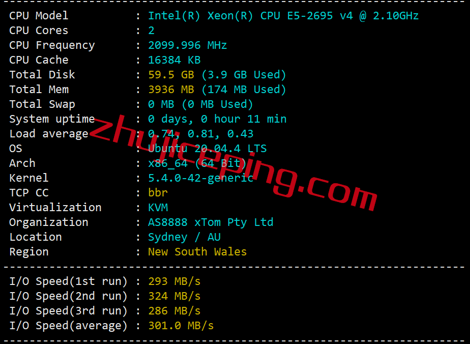 lv1 简单测评下locvps澳大利亚接入联通AS9929网络的VPS