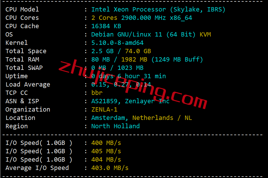 arkams1 zenlayer怎么样？荷兰阿姆斯特丹云服务器简单测评