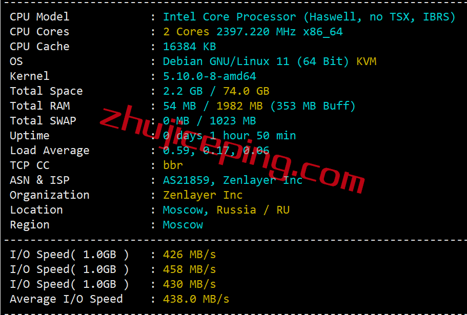 arkru1 zenlayer云服务器怎么样？简单测评：俄罗斯莫斯科数据中心的云服务器