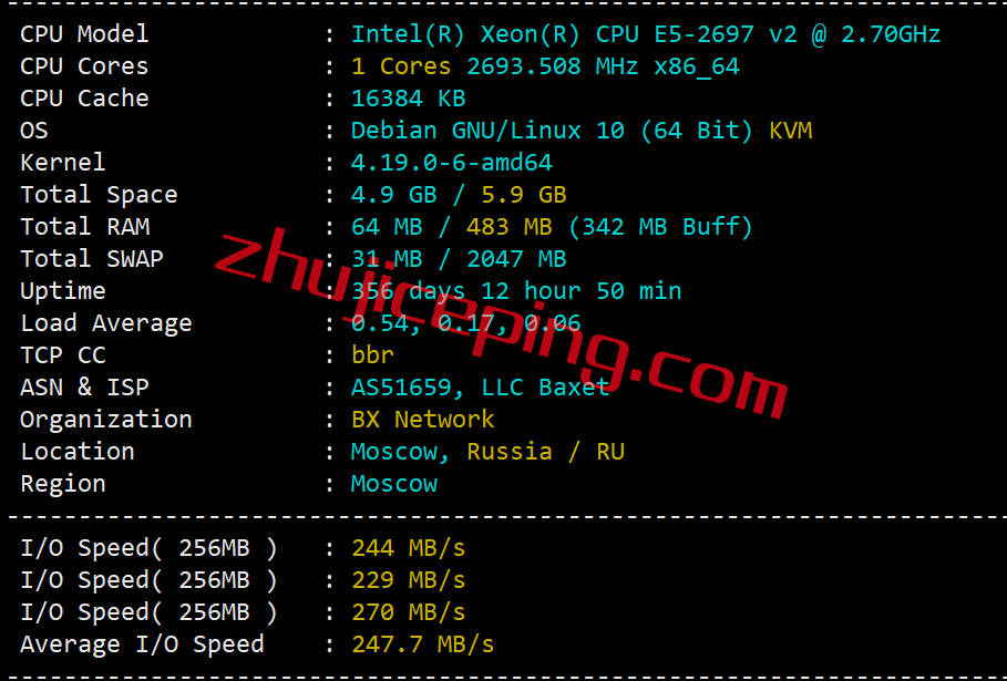 jhm1 justhost：2022年6月26日再次测评莫斯科数据中心的VPS，电信CN2再次出现